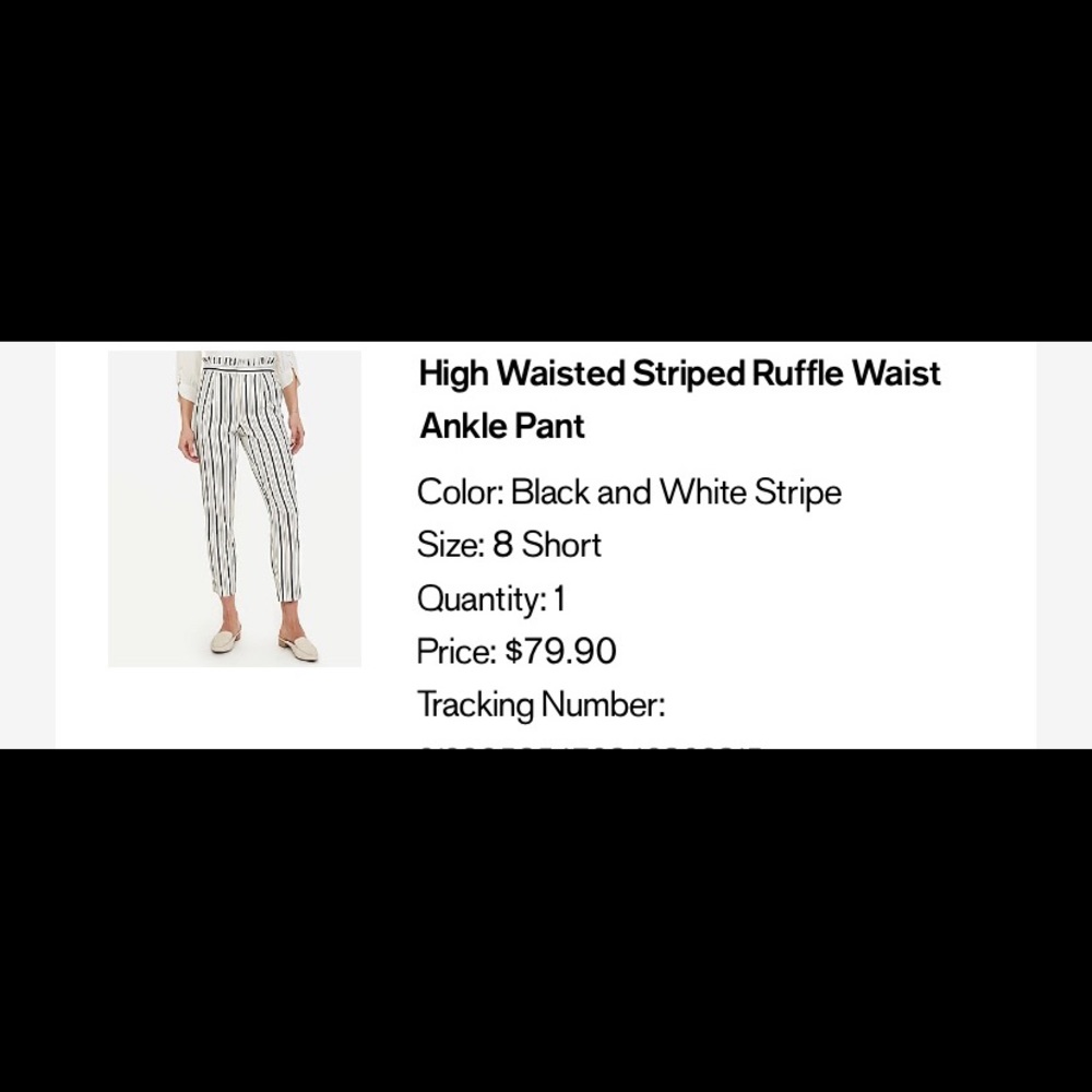 High waisted stripe ruffle waist ankle pant